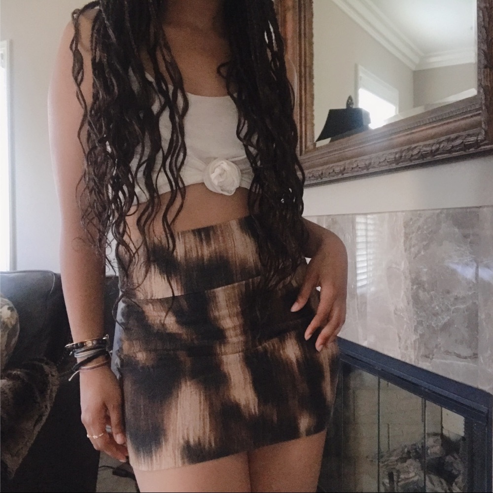 Lily White Animal / Leopard Print Mini Skirt